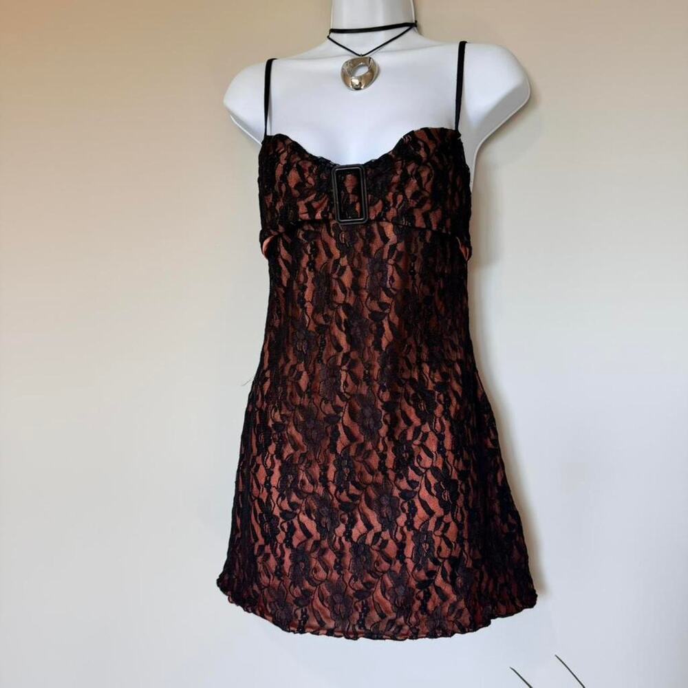 Black lace mini dress with